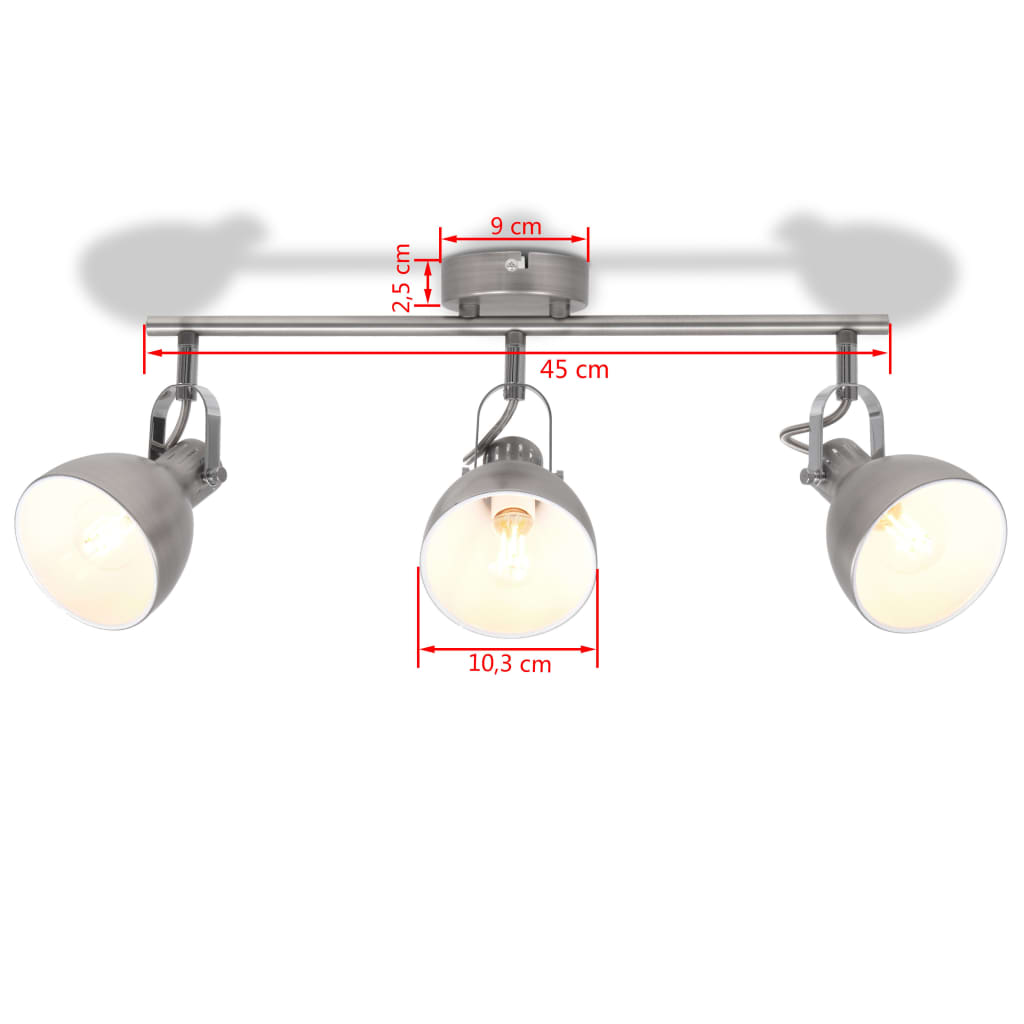 vidaXL Deckenlampe für 3 Glühlampen E14 Grau