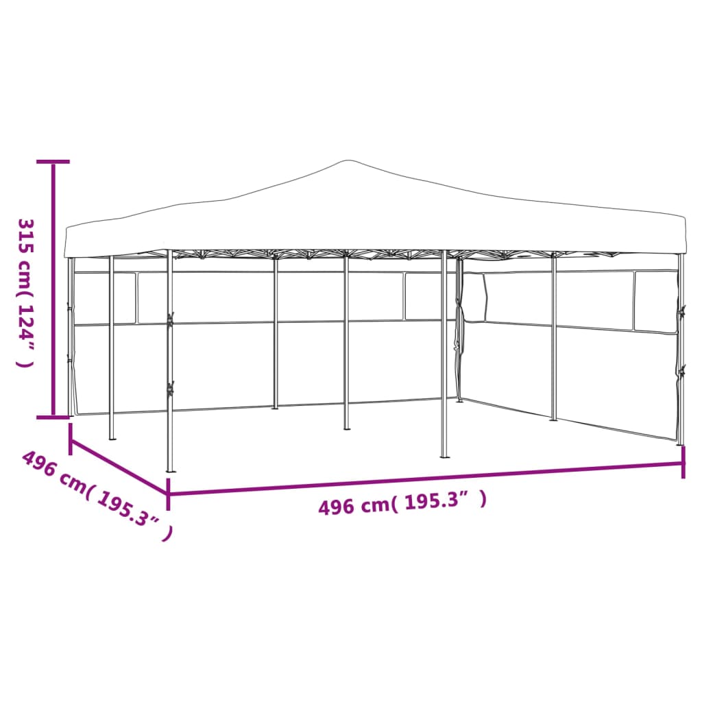 vidaXL Faltpavillon mit 2 Seitenwänden 5x5 m Creme