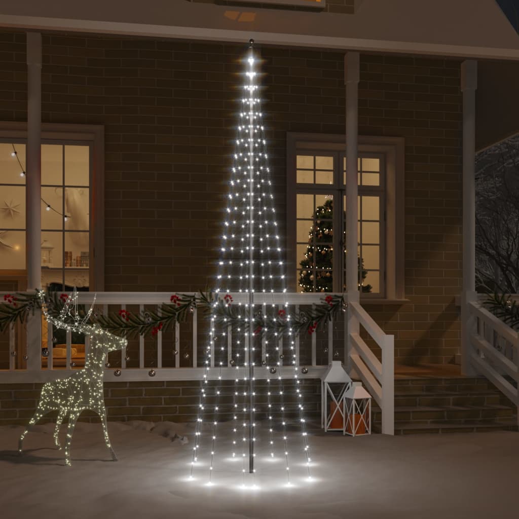 vidaXL LED-Weihnachtsbaum für Fahnenmast Kaltweiß 310 LEDs 300 cm