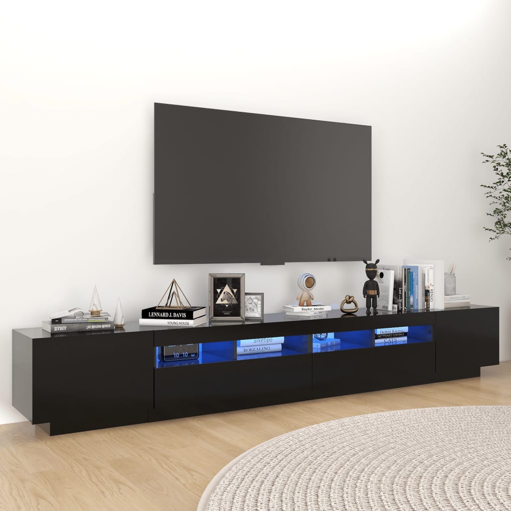 vidaXL TV-Schrank mit LED-Leuchten Schwarz 260x35x40 cm