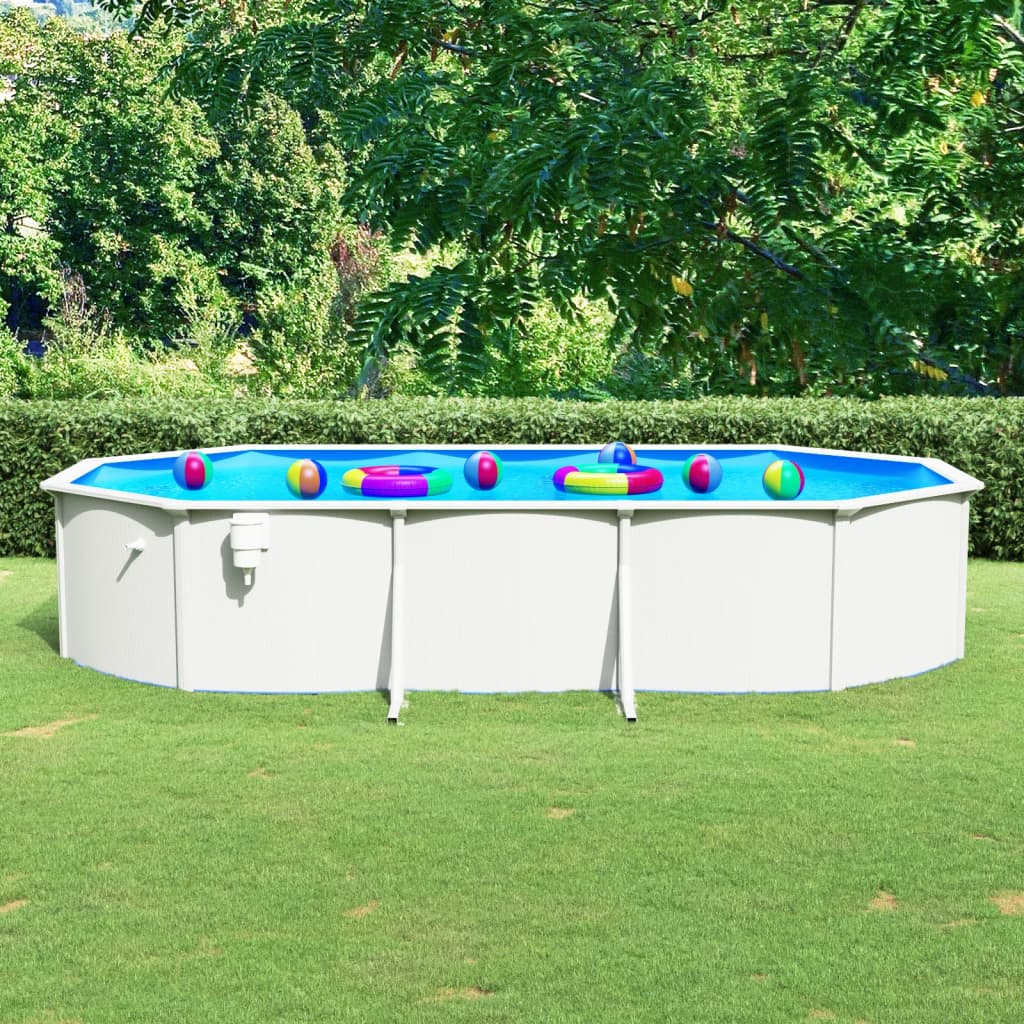 vidaXL Stahlwand-Pool Oval 610x360x120 cm Weiß