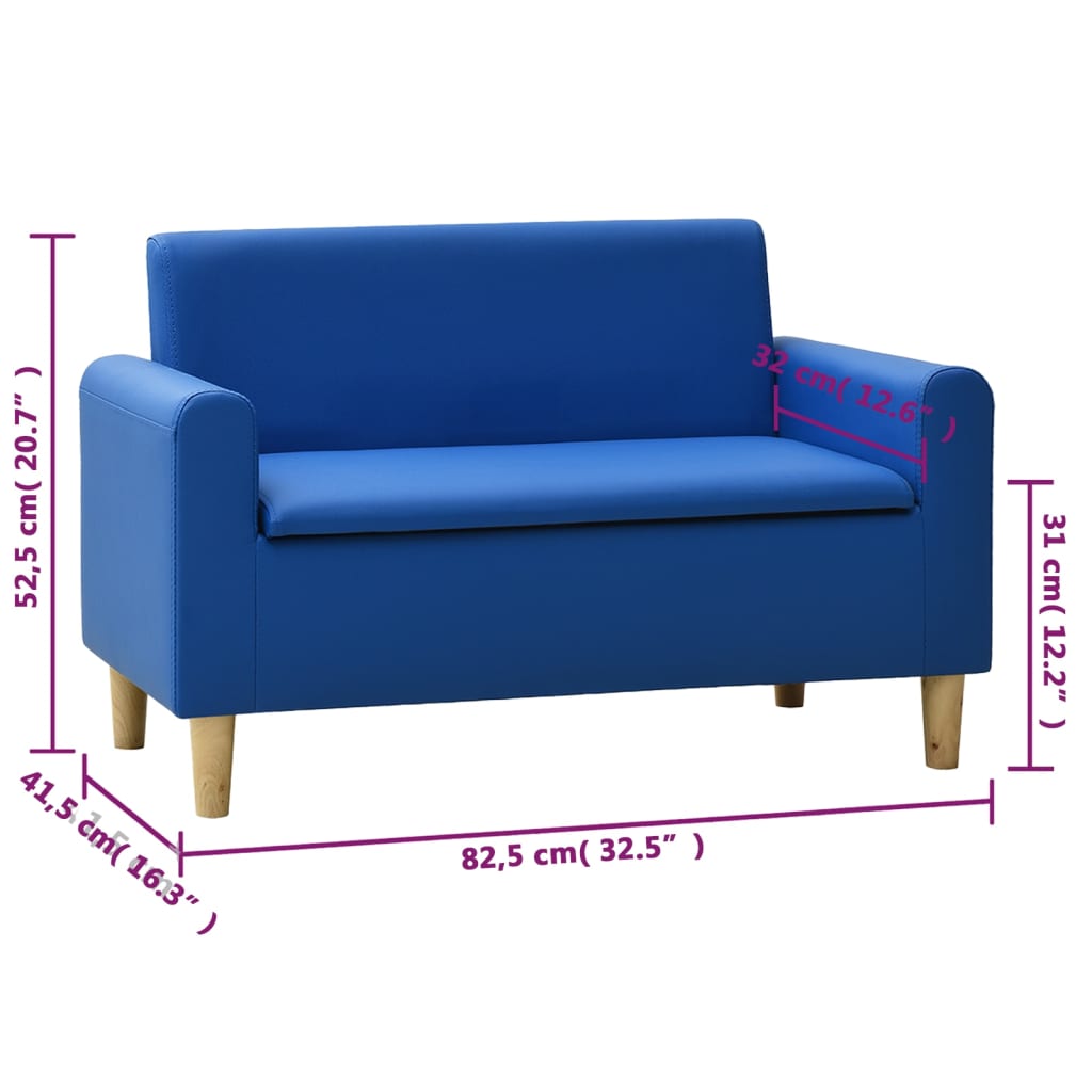 vidaXL 2-Sitzer-Kindersofa Blau Kunstleder