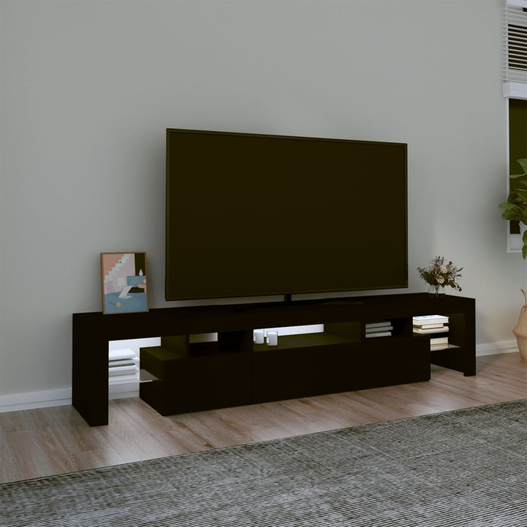 vidaXL TV-Schrank mit LED-Leuchten Schwarz 200x36,5x40 cm