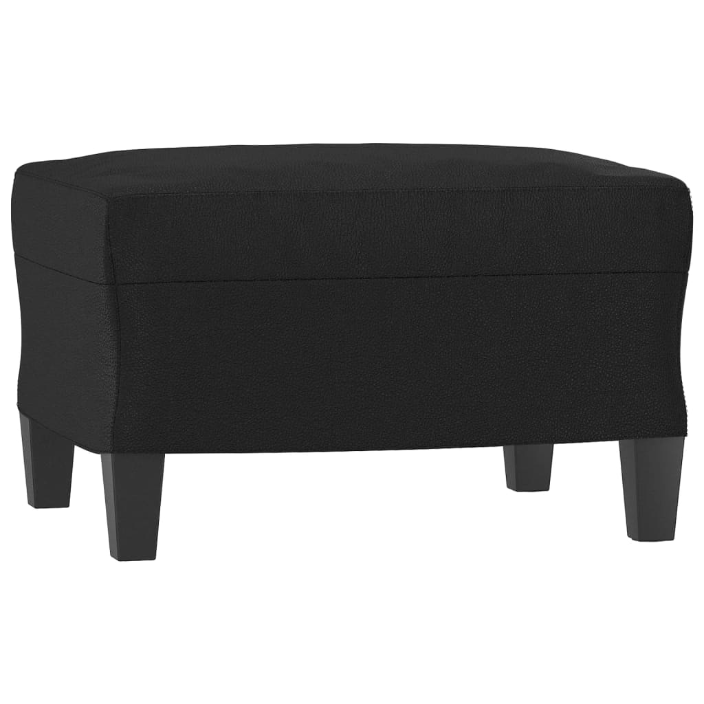 vidaXL 3-Sitzer-Sofa mit Hocker Schwarz 180 cm Kunstleder