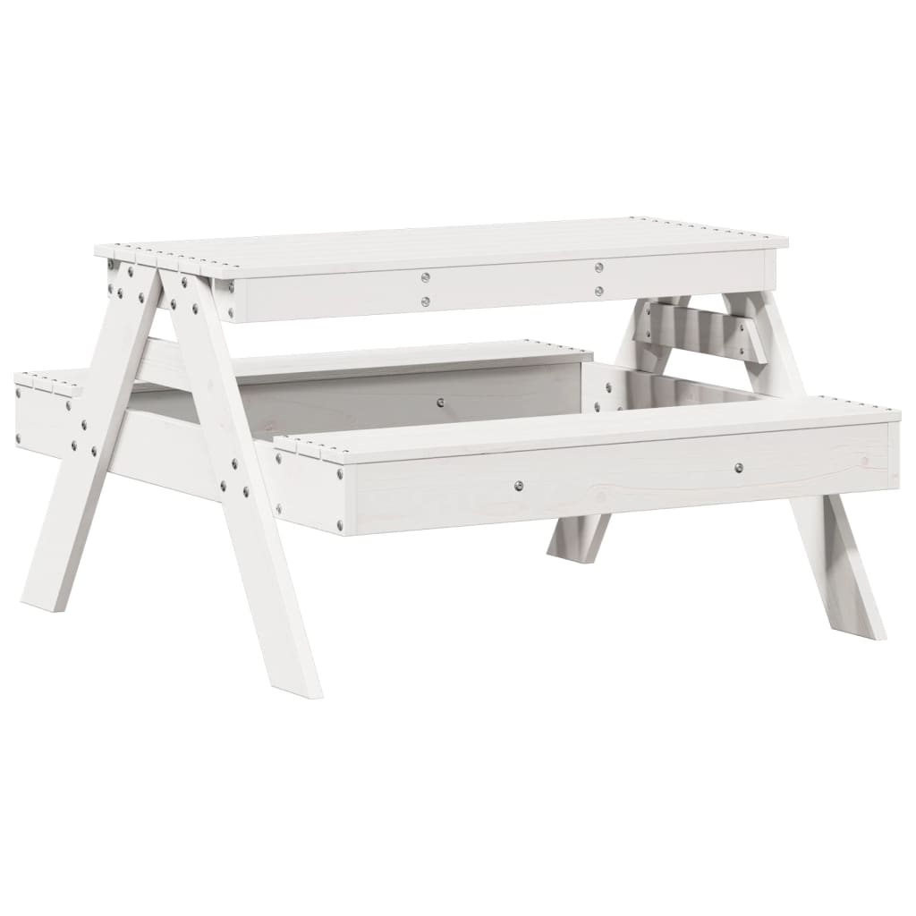 vidaXL Picknicktisch für Kinder Weiß 88x97x52 cm Massivholz Kiefer