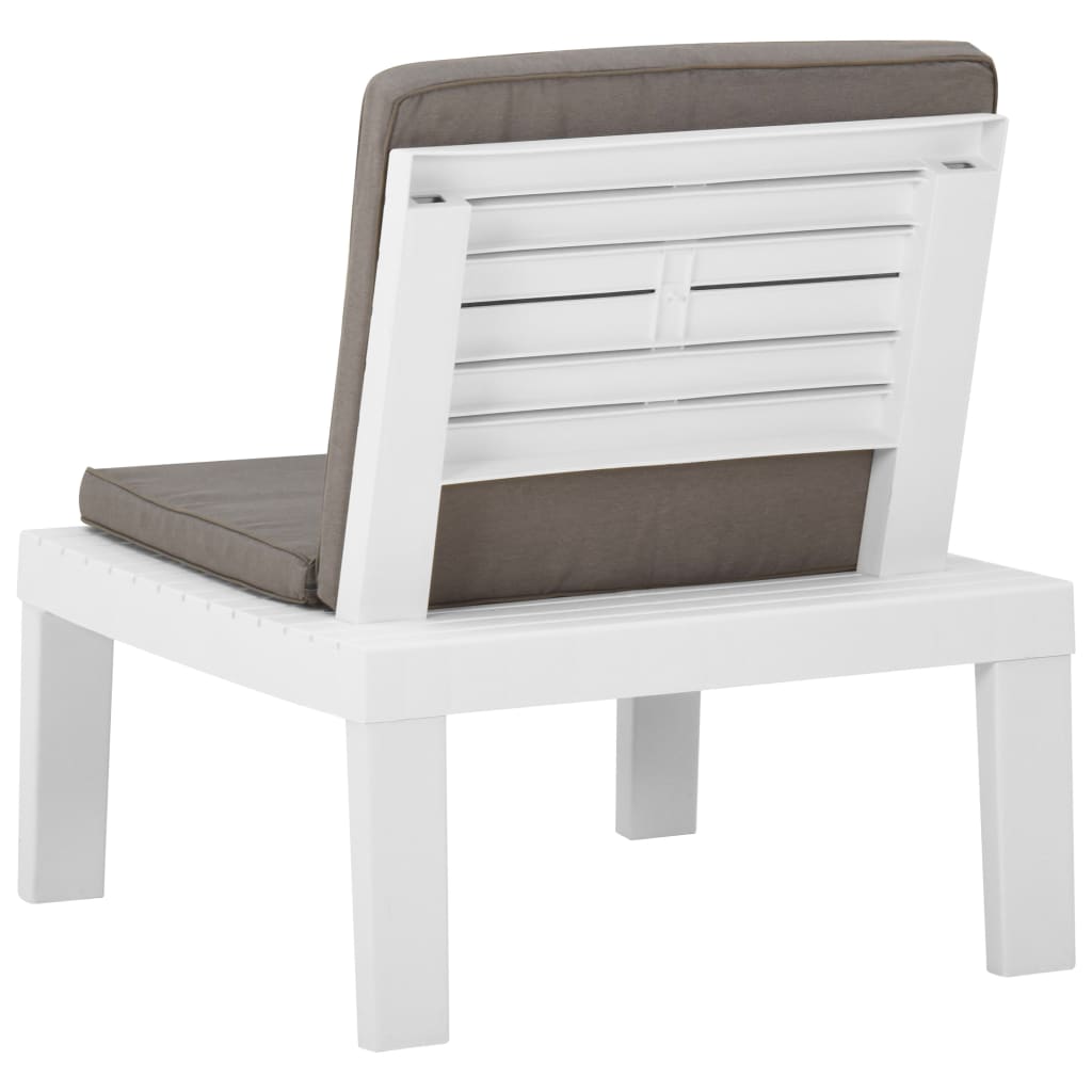 vidaXL Garten-Lounge-Stuhl mit Auflage Kunststoff Weiß