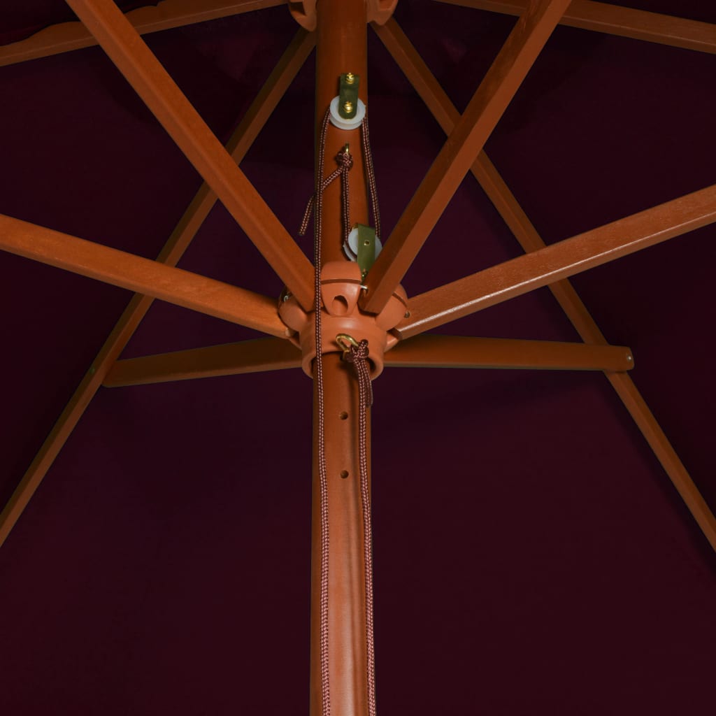 vidaXL Sonnenschirm mit Holzmast Bordeauxrot 200x300 cm