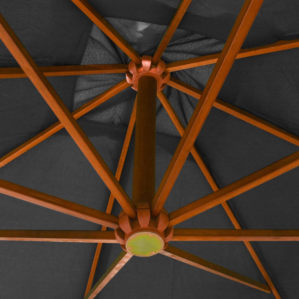 vidaXL Ampelschirm mit Mast Anthrazit 3x3 m Massivholz Tanne