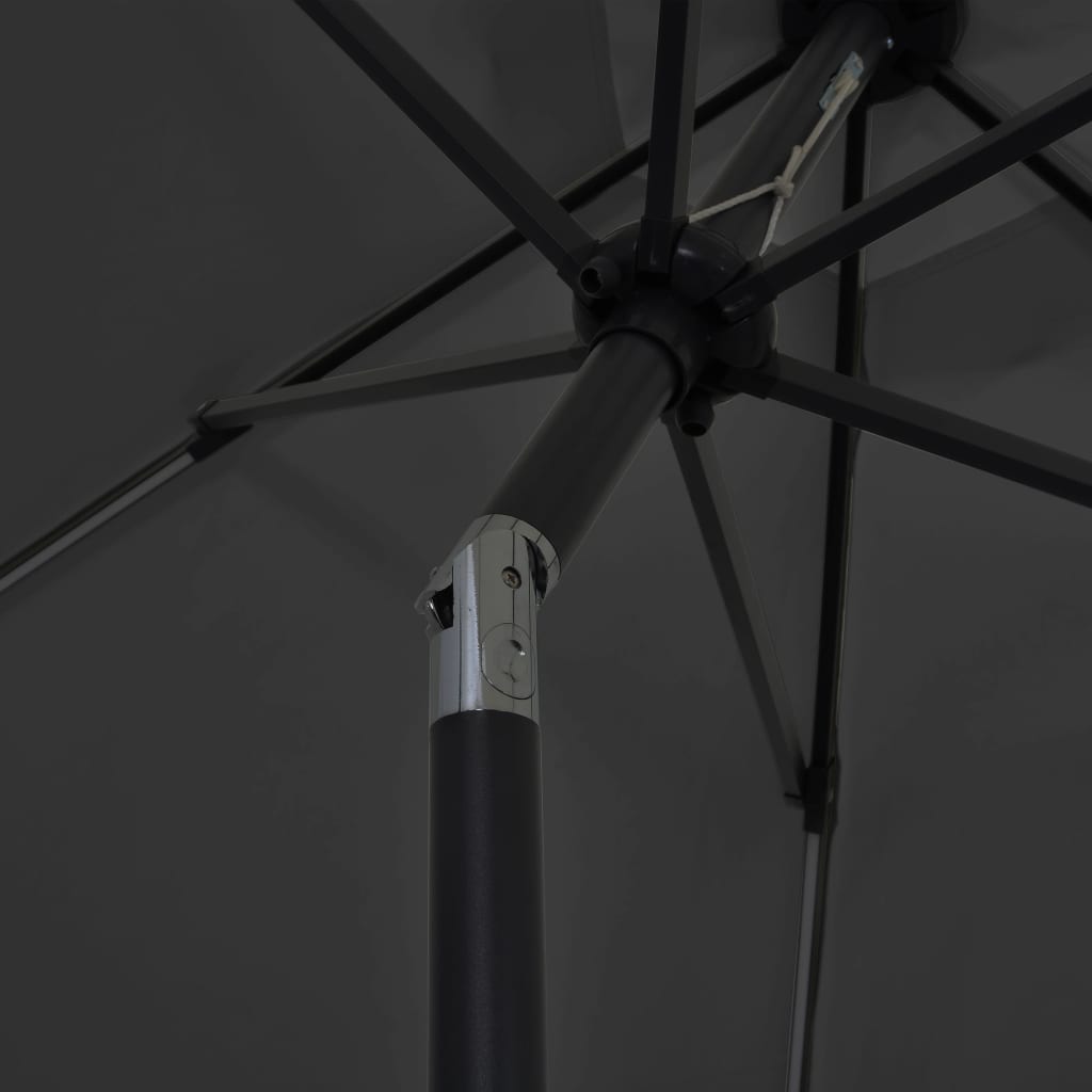 vidaXL Sonnenschirm mit LED-Leuchten & Aluminium-Mast 300 cm Anthrazit