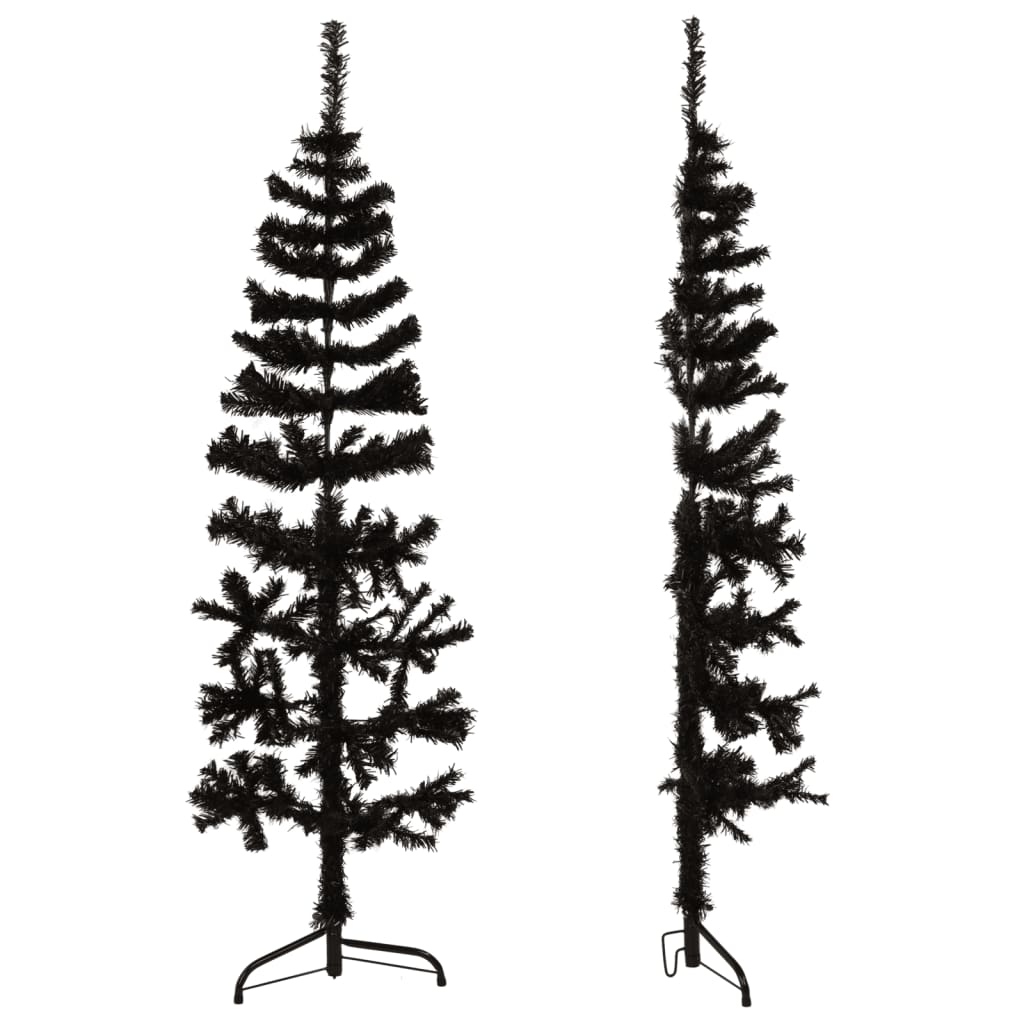 vidaXL Künstlicher Halb-Weihnachtsbaum Ständer Schlank Schwarz 120 cm