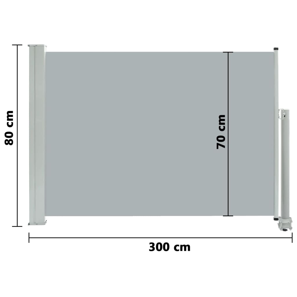 vidaXL Ausziehbare Seitenmarkise 80×300 cm Grau