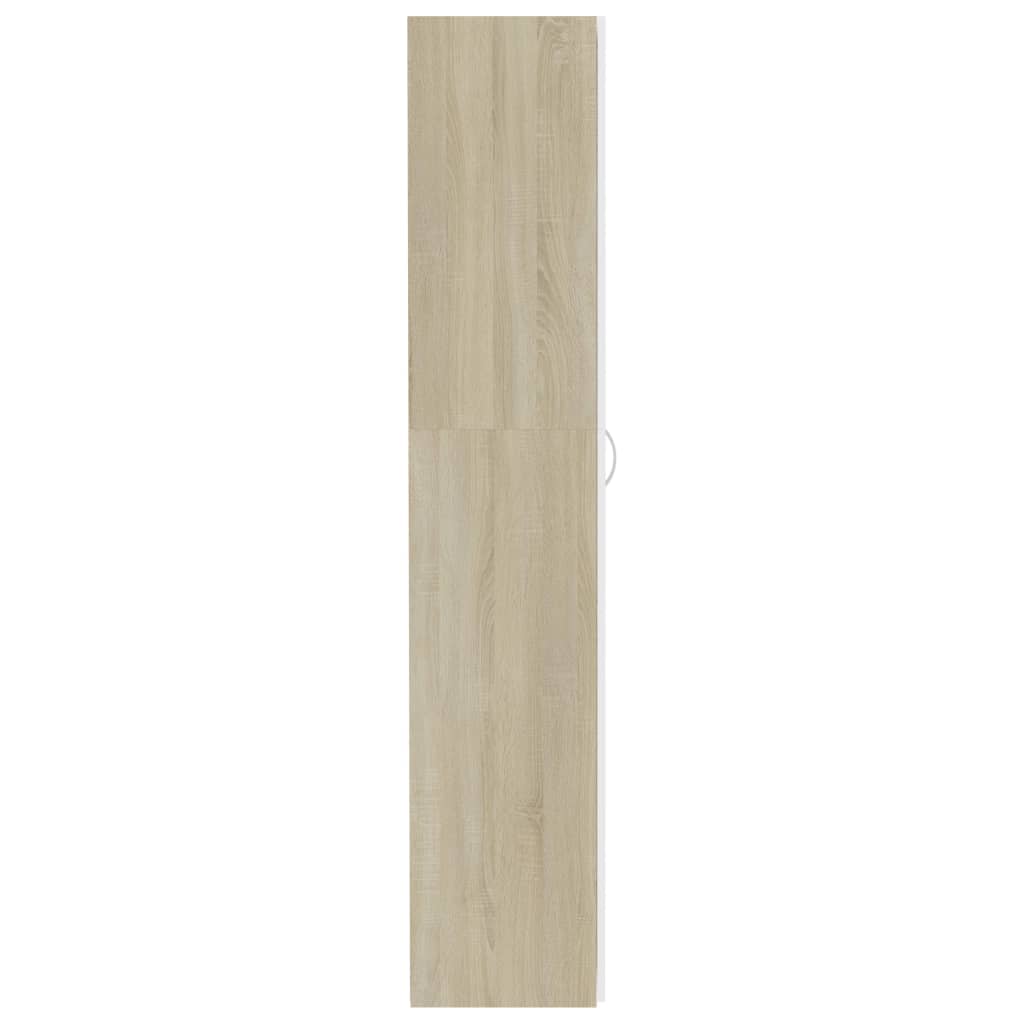 vidaXL Lagerschrank Weiß Sonoma-Eiche 80x35,5x180 cm Holzwerkstoff