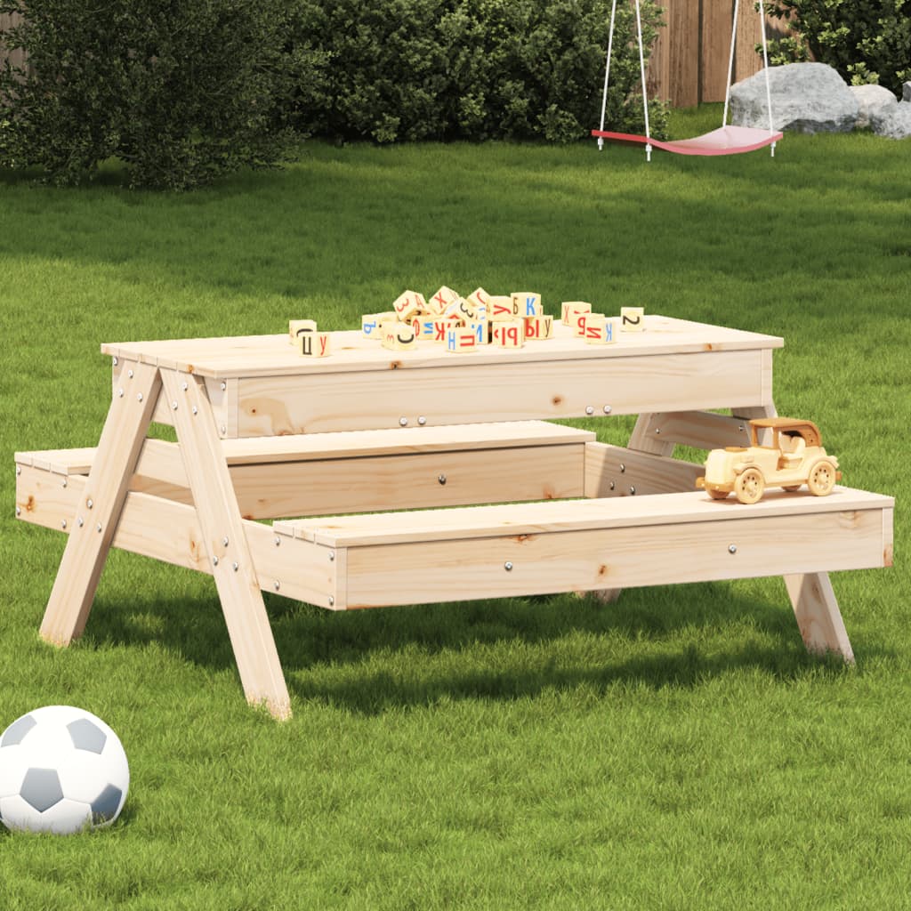 vidaXL Picknicktisch mit Sandkasten für Kinder Massivholz Kiefer