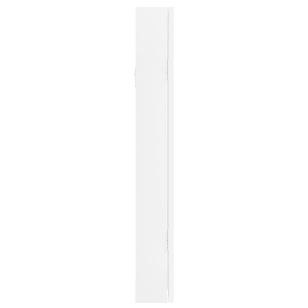 vidaXL Schmuckschrank mit Spiegel Wandmontage Weiß 30x8,5x67 cm