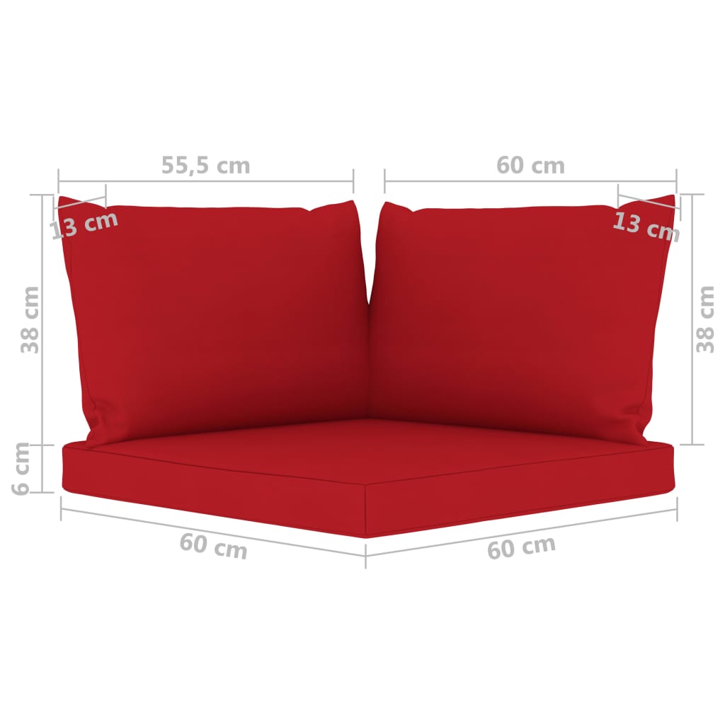 vidaXL Gartensofa 4-Sitzer mit Kissen in Rot