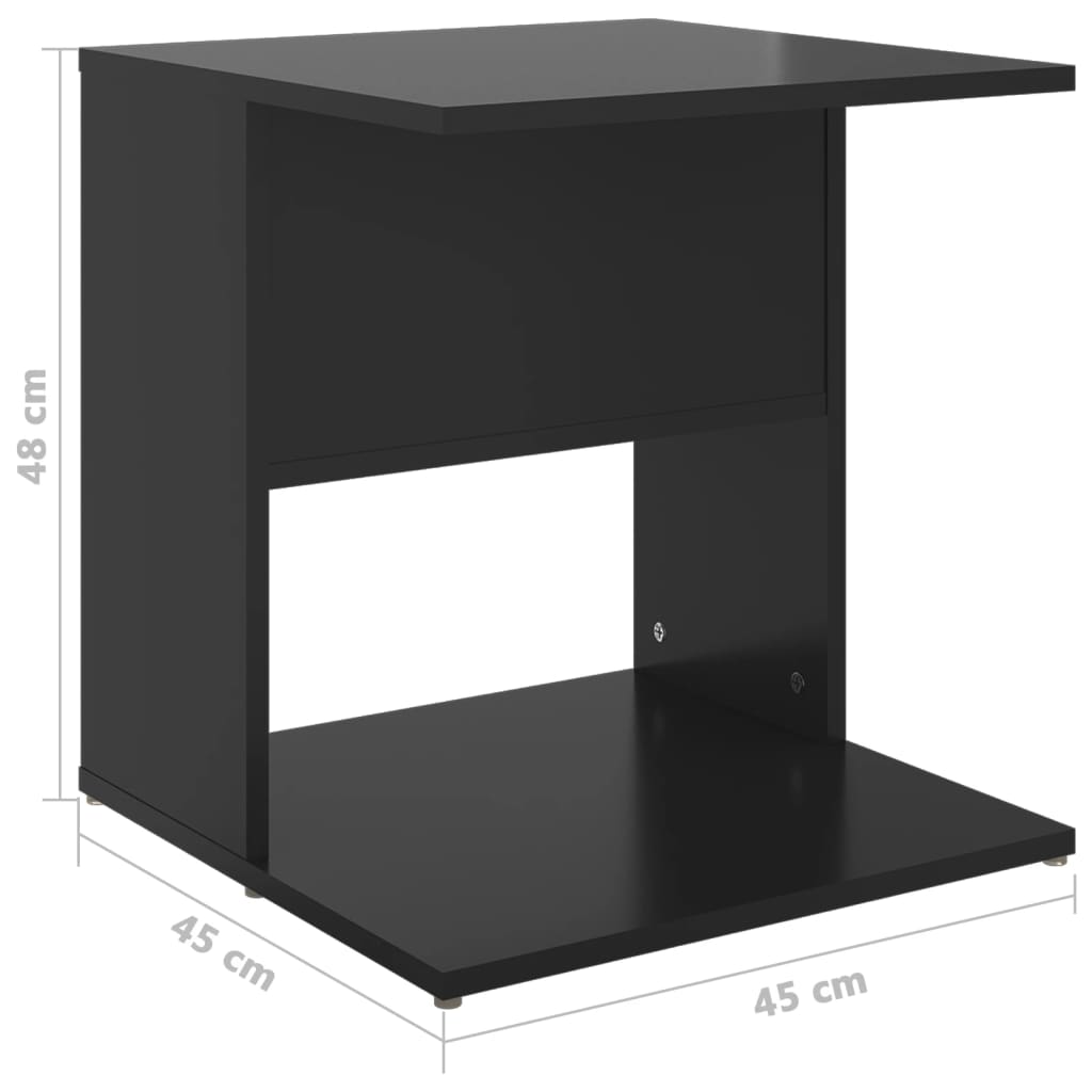 vidaXL Beistelltisch Hochglanz-Schwarz 45x45x48 cm Holzwerkstoff