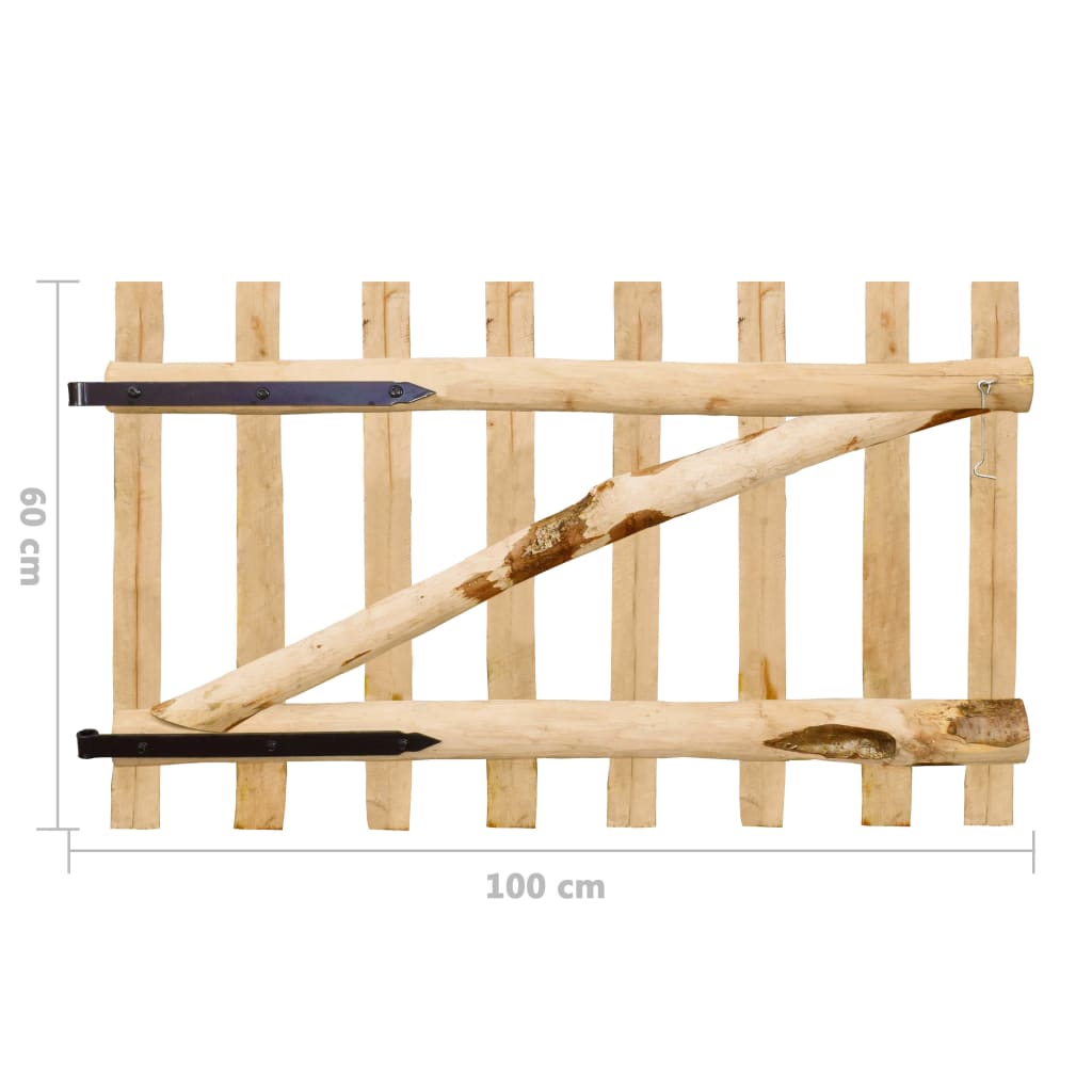 vidaXL Zauntor Einflügelig Haselnussholz 100×60 cm