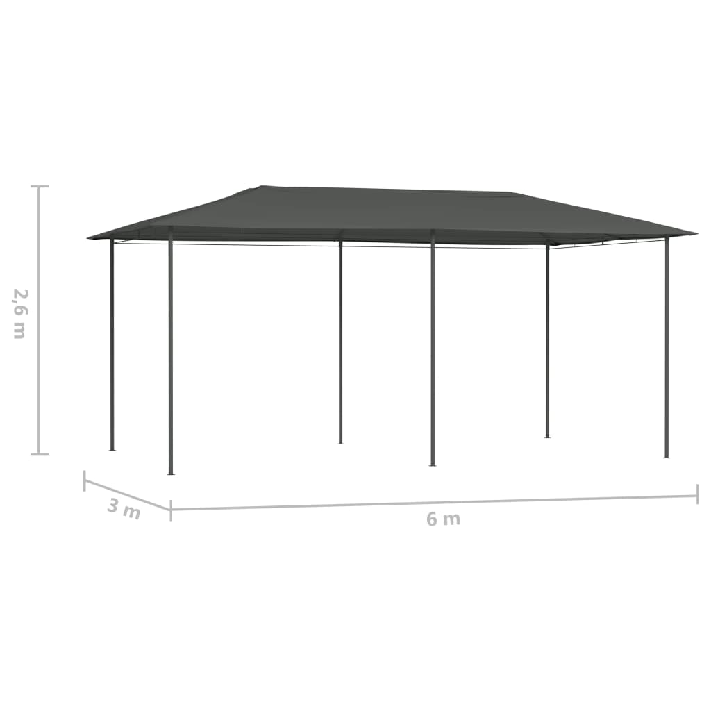 vidaXL Pavillon 3x6x2,6 m Anthrazit 160 g/m²