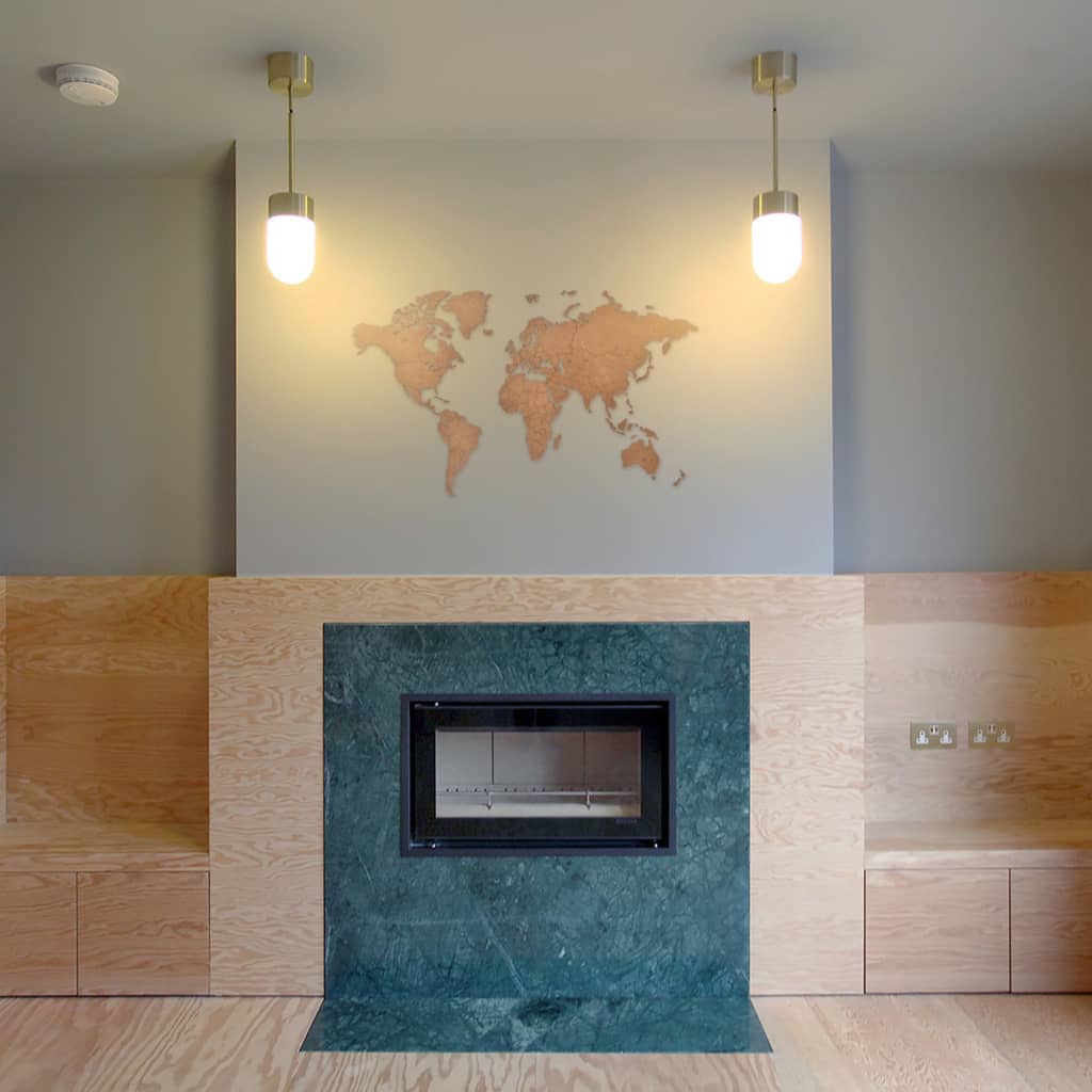 MiMi Innovations Weltkarte-Wanddeko aus Holz Luxury Braun 90×54 cm
