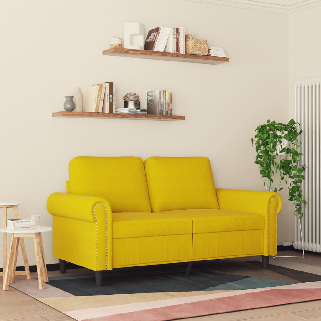 vidaXL 2-Sitzer-Sofa Gelb 120 cm Samt