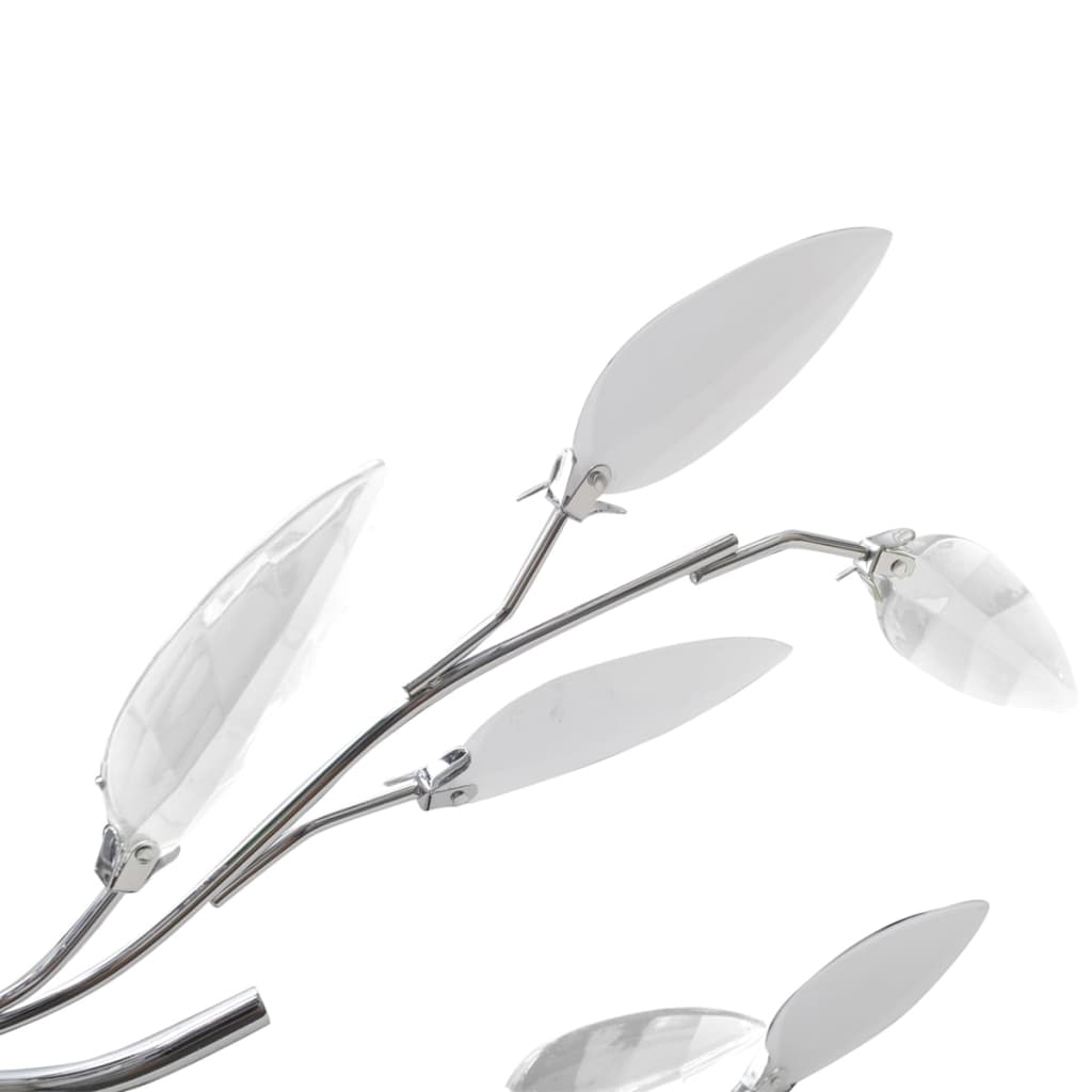Deckenlampe transparente weiße Blätterranken mit Acryl-Blättern 5x E14