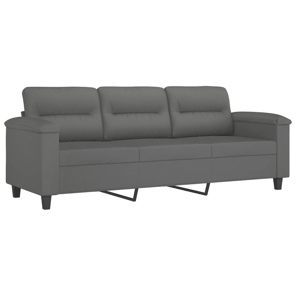 vidaXL 3-Sitzer-Sofa mit Kissen Dunkelgrau 180 cm Mikrofasergewebe