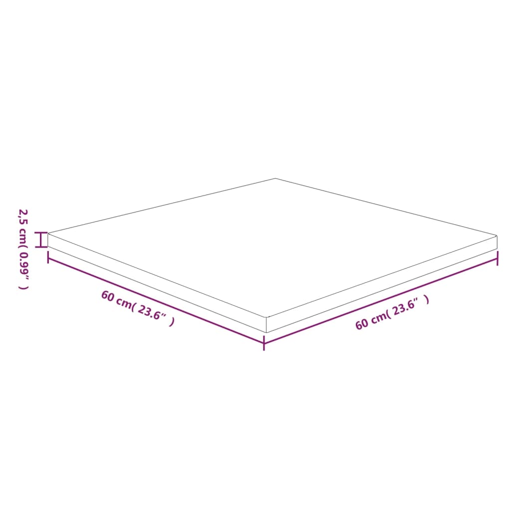 vidaXL Tischplatte Quadratisch Dunkelbraun 60x60x2,5cm Eiche Behandelt