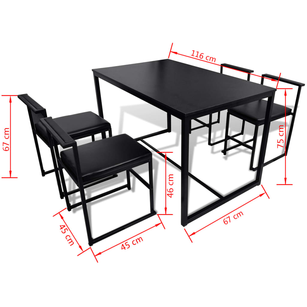 5-teilig Tisch Betonoptik Essgruppe Esstischset 4 Stühle Kunstleder JESSY 