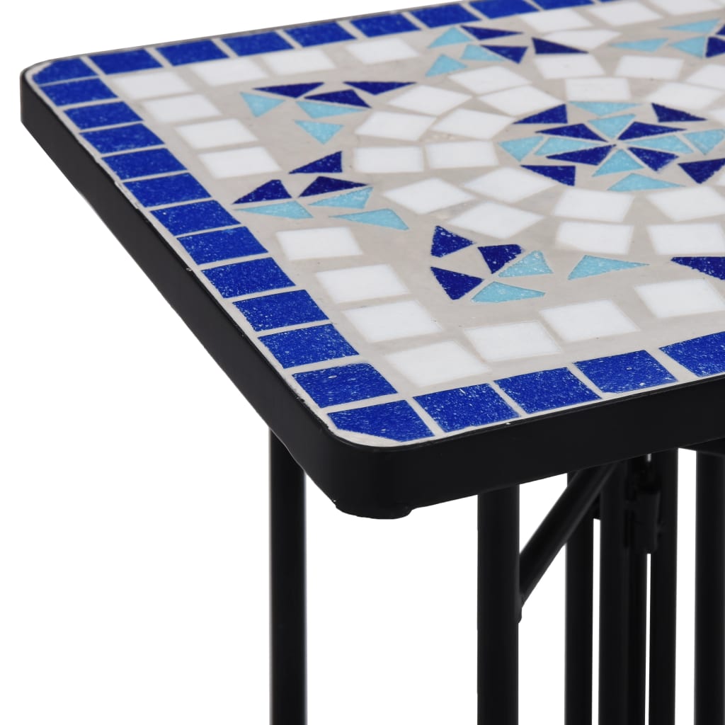vidaXL Beistelltisch Mosaik Keramik Blau und Weiß