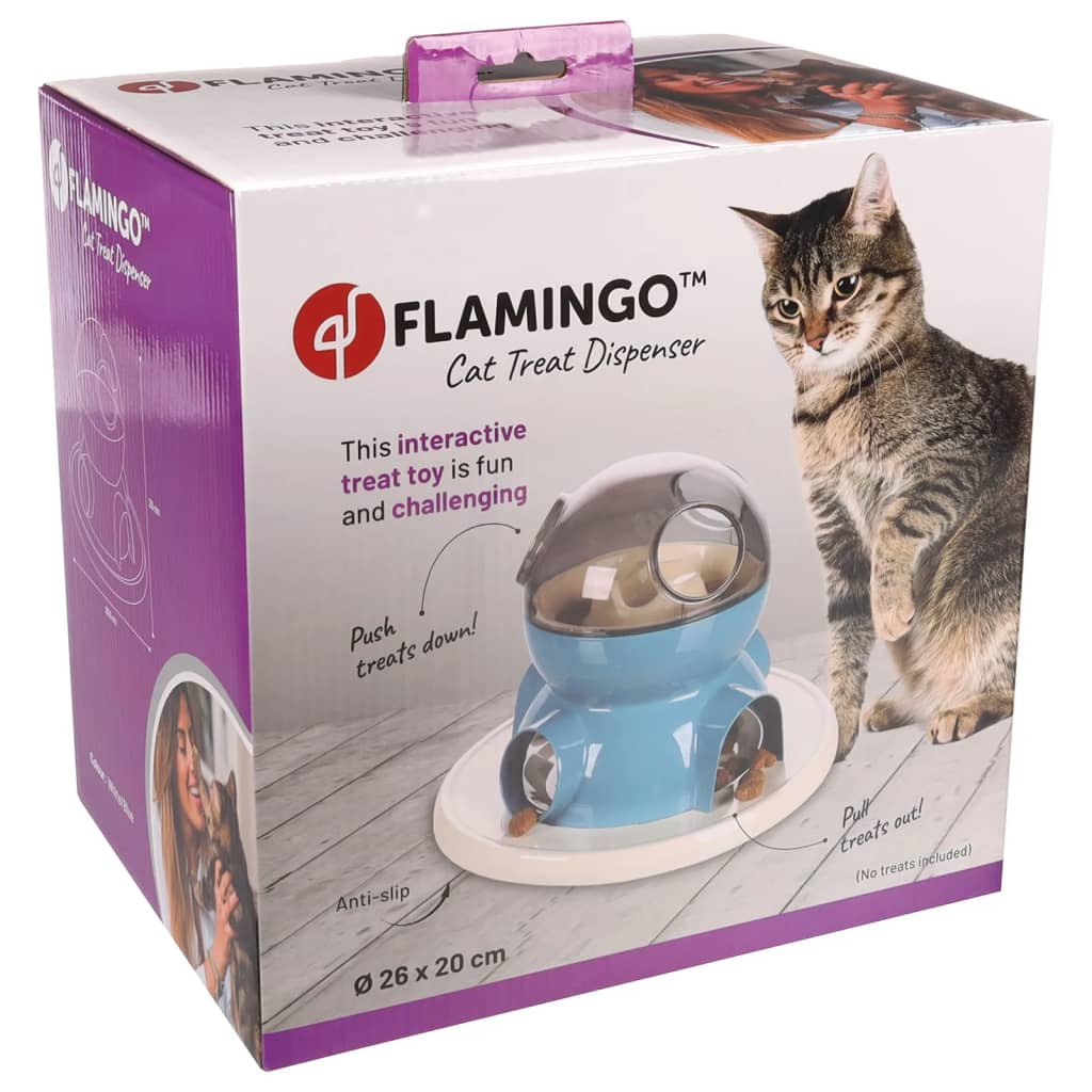 FLAMINGO Katzenspielzeug Diso Leckerli-Spender Weiß und Blau