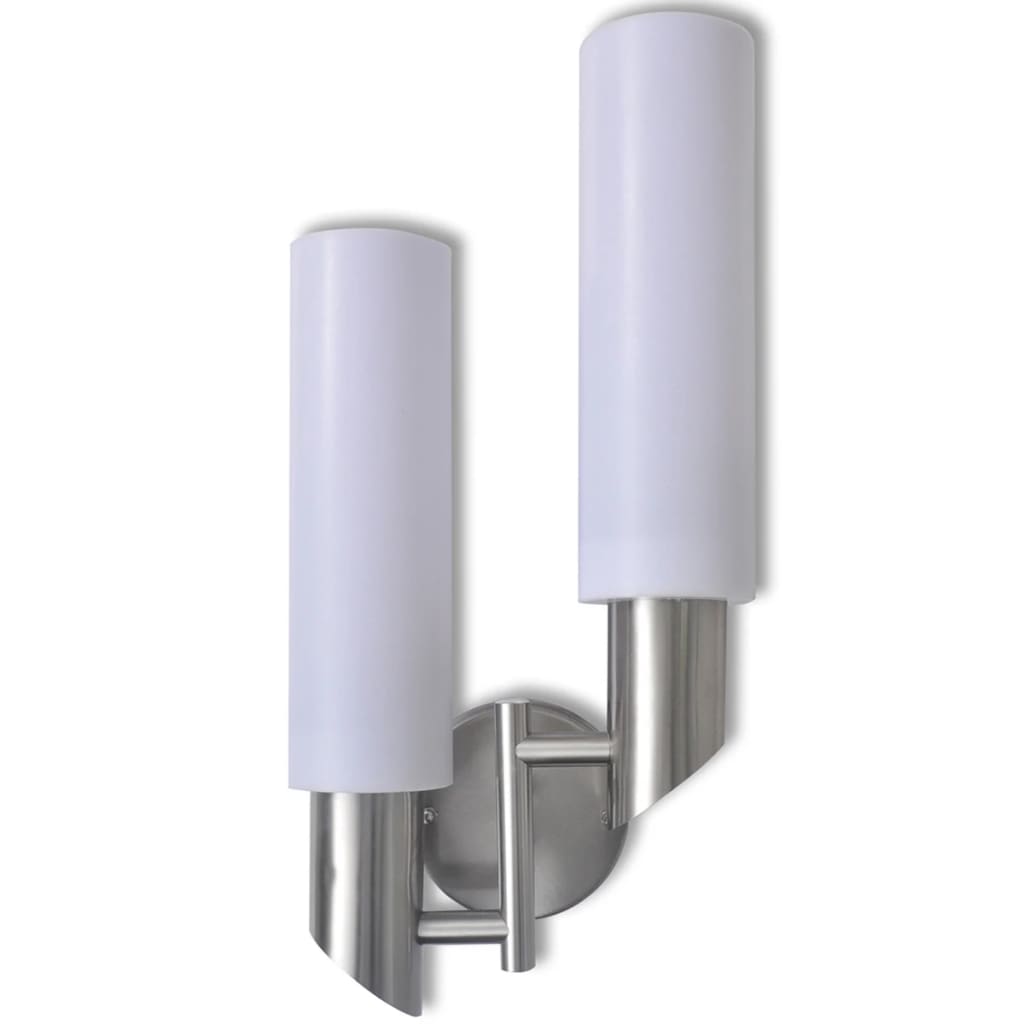 Edelstahl-Wandlampe mit zwei Lampenschirme
