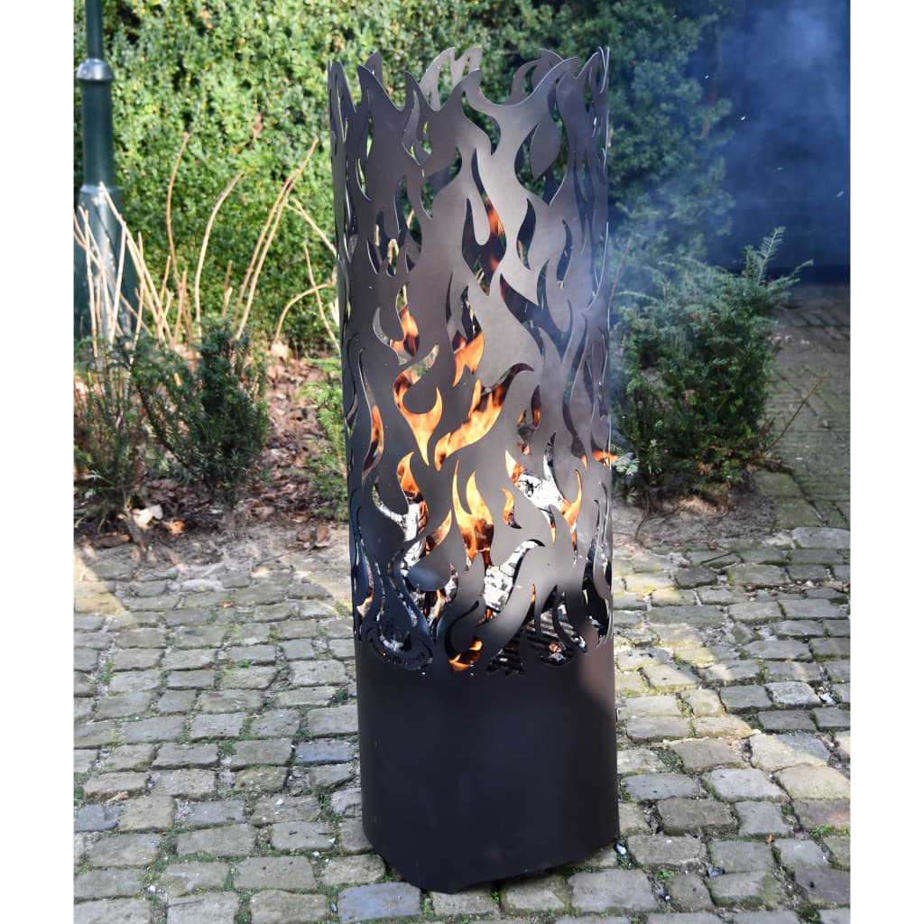 Esschert Design Feuerfass Flames Kohlenstoffstahl Schwarz FF408