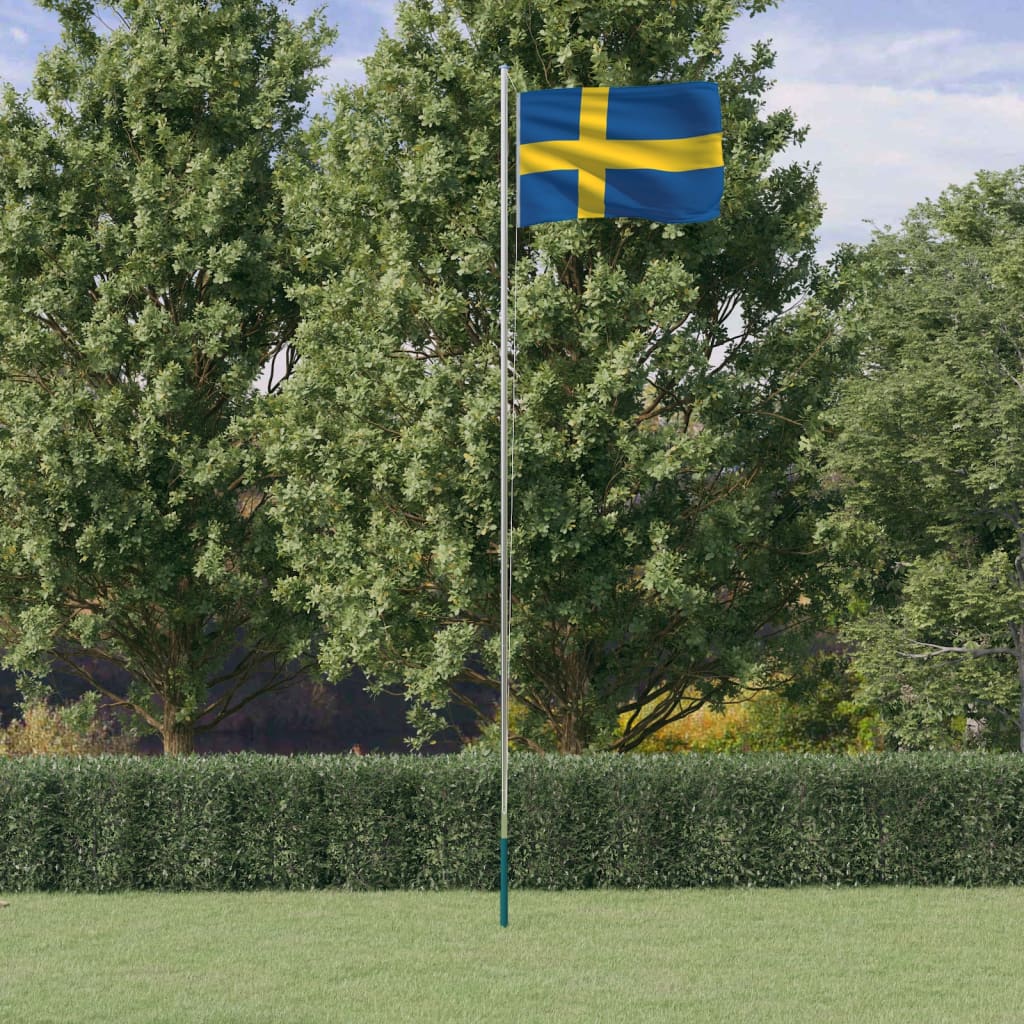 vidaXL Flagge Schwedens mit Mast 6,23 m Aluminium