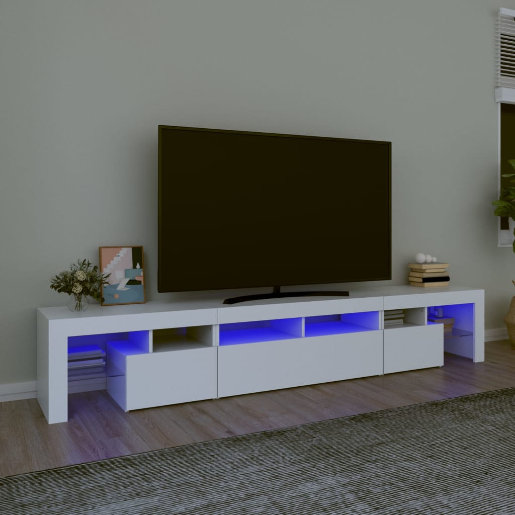 vidaXL TV-Schrank mit LED-Leuchten Weiß 230x36,5x40 cm