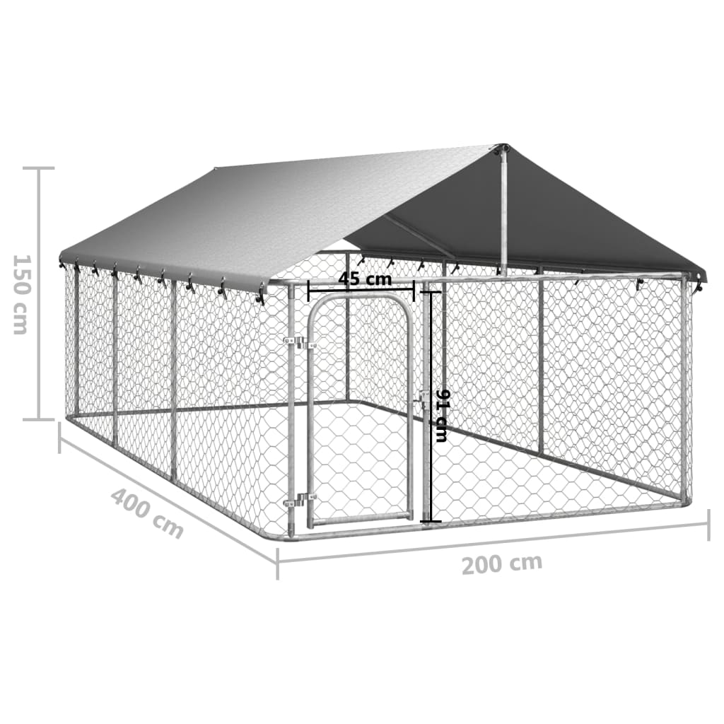 vidaXL Outdoor-Hundezwinger mit Dach 400x200x150 cm