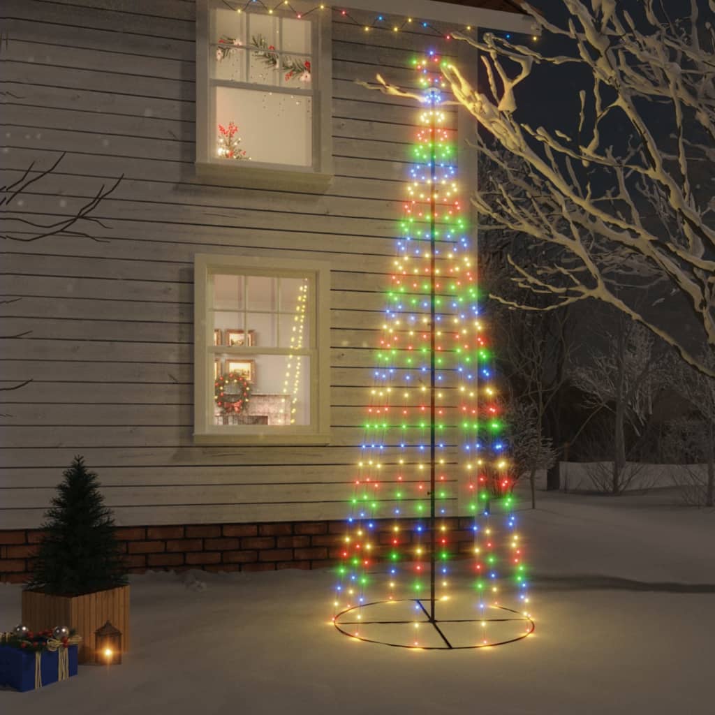 vidaXL LED-Weihnachtsbaum Kegelform Mehrfarbig 310 LEDs 100x300 cm