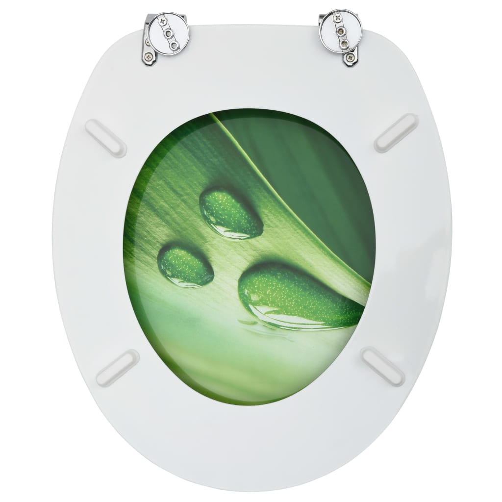vidaXL Toilettensitze mit Deckel 2 Stk. MDF Grün Wassertropfen-Design