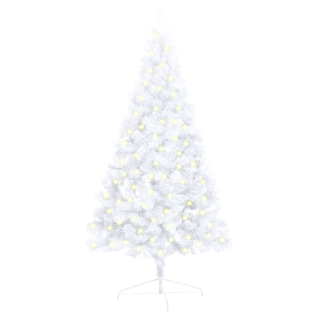 vidaXL Künstlicher Halb-Weihnachtsbaum Beleuchtung Ständer Weiß 120 cm