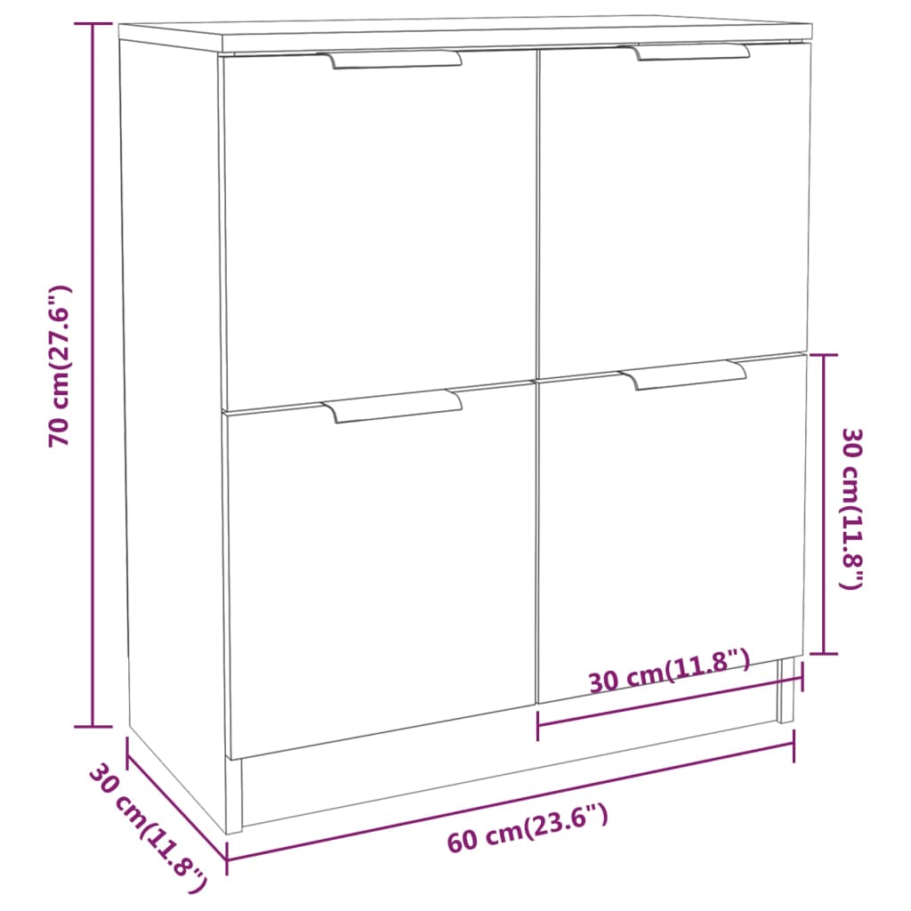 vidaXL Sideboards 2 Stk. Braun Eichen-Optik 60x30x70 cm Holzwerkstoff
