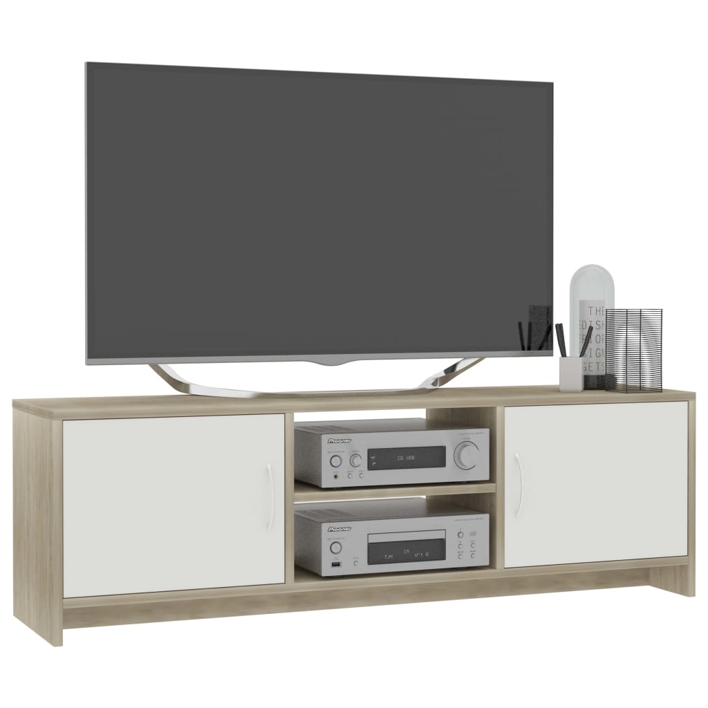 vidaXL TV-Schrank Weiß Sonoma-Eiche 120x30x37,5 cm Holzwerkstoff