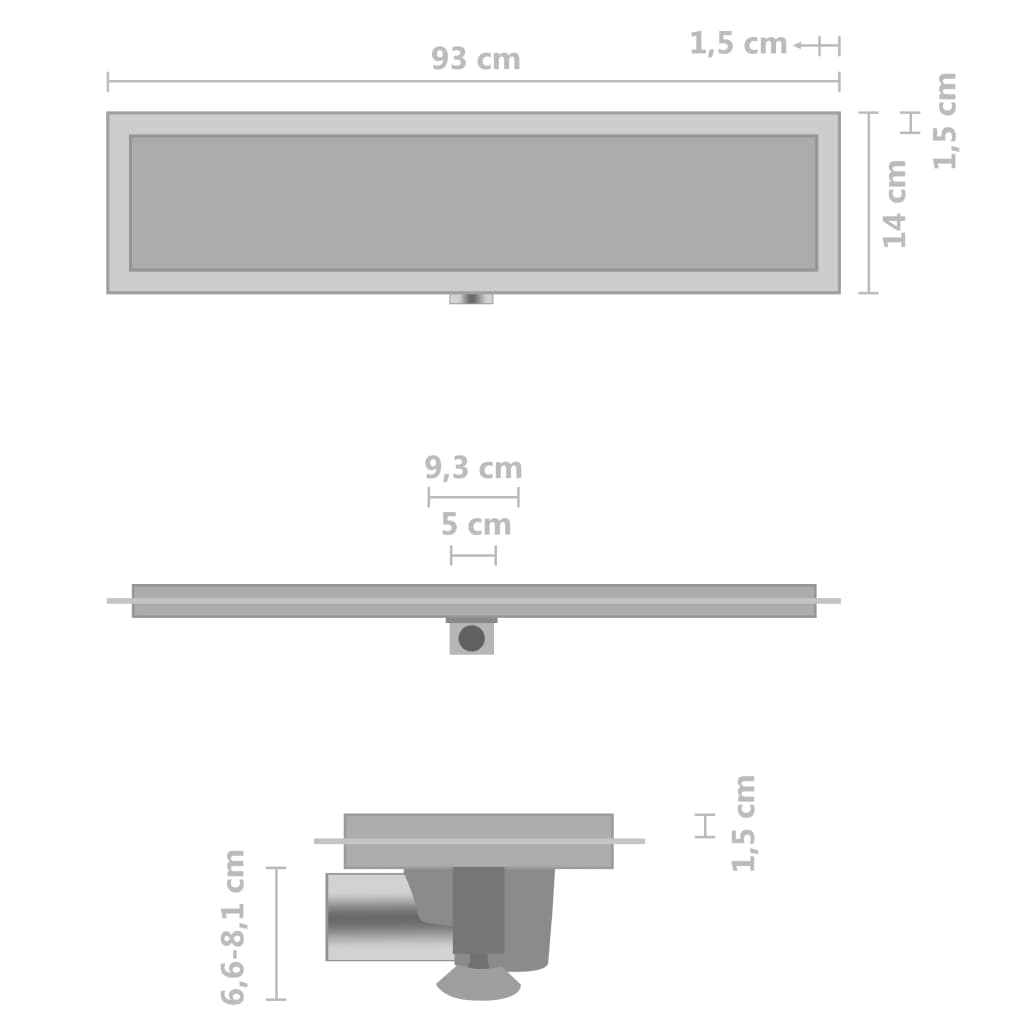 vidaXL Duschablauf 2-in-1 Abdeckung 93×14 cm Edelstahl
