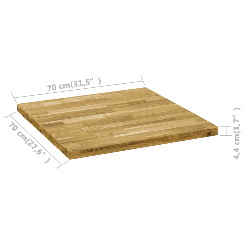 vidaXL Tischplatte Eichenholz Massiv Quadratisch 44 mm 70x70 cm