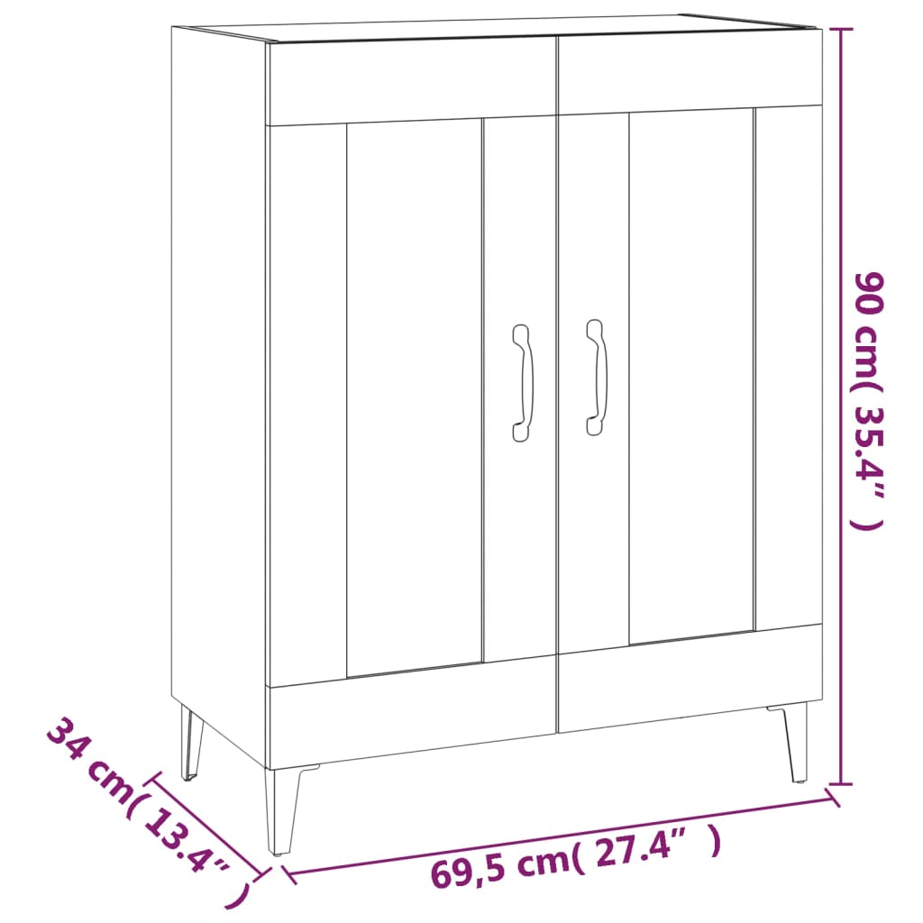 vidaXL Sideboard Schwarz 69,5x34x90 cm Holzwerkstoff