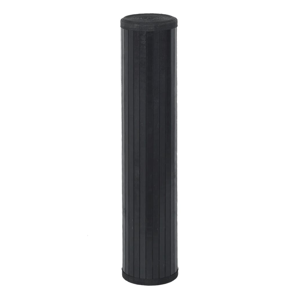 vidaXL Teppich Quadratisch Schwarz 100x100 cm Bambus