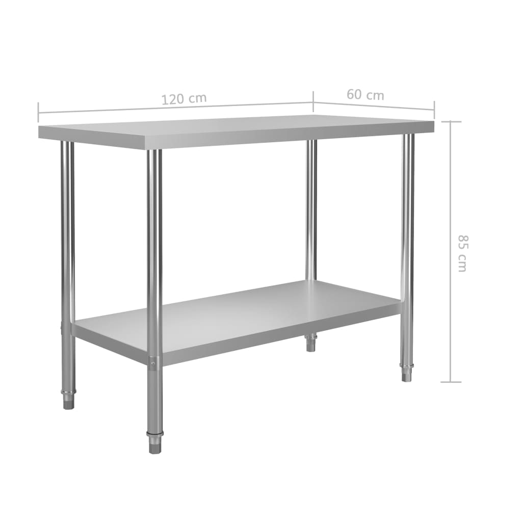 vidaXL Küchen-Arbeitstisch mit Aufsatzboard 120×60×150 cm Edelstahl