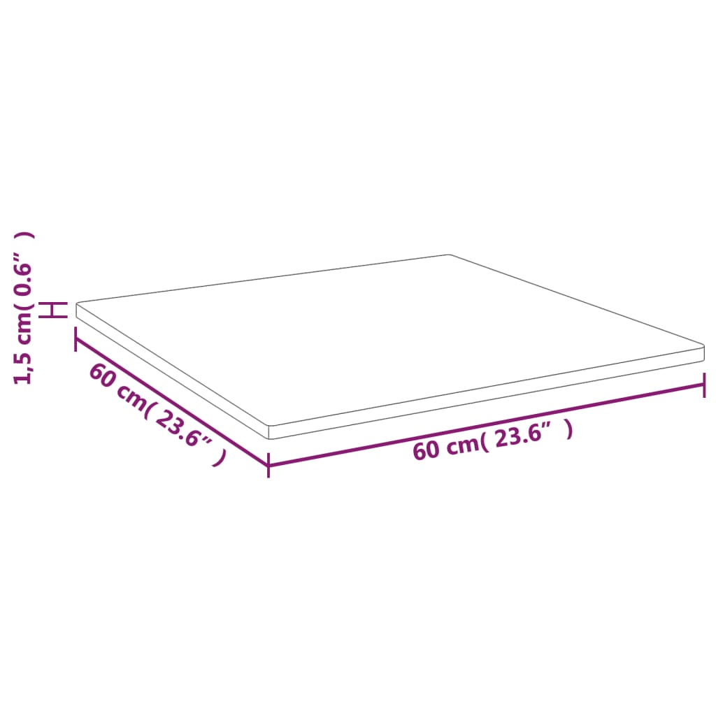 vidaXL Tischplatte Quadratisch Hellbraun 60x60x1,5cm Behandelte Eiche