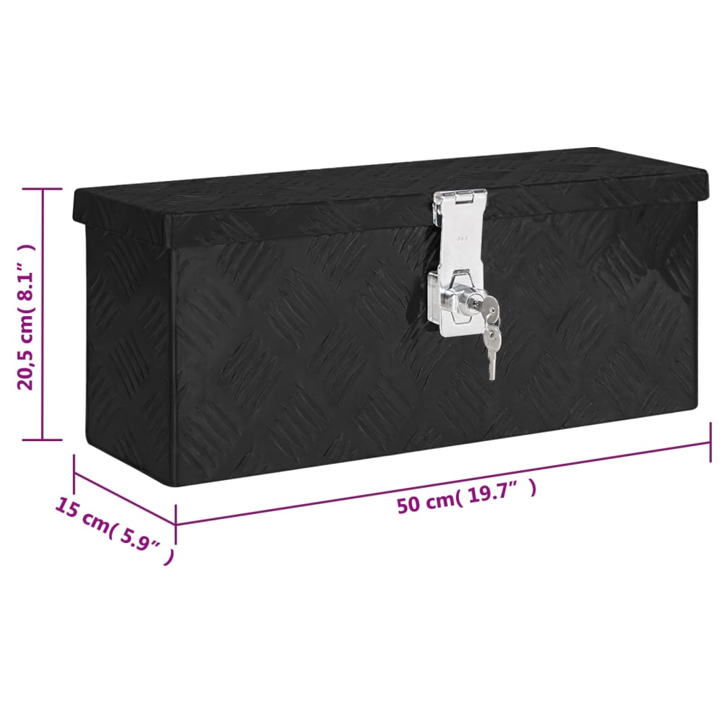 vidaXL Aufbewahrungsbox Schwarz 50x15x20,5 cm Aluminium