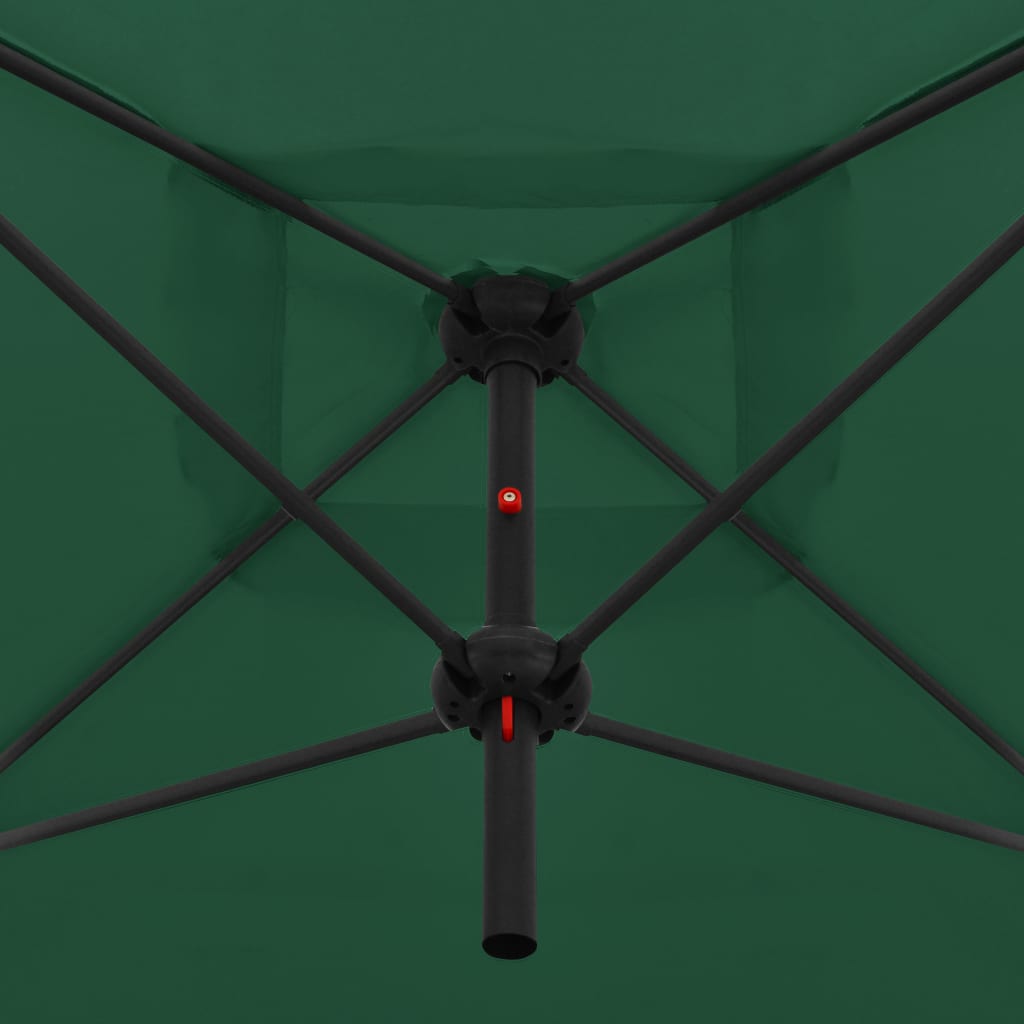 vidaXL Doppelsonnenschirm mit Stahlmast 250×250 cm Grün