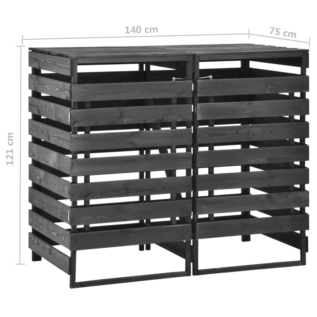 vidaXL Mülltonnenbox für 2 Tonnen 140x75x121 cm Kiefer Massivholz