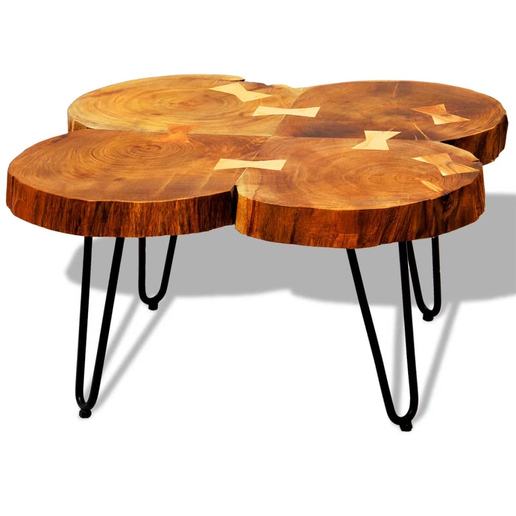 vidaXL Couchtisch Beistelltisch Tisch 35 cm 4 Baumscheiben Massivholz Sheesham 